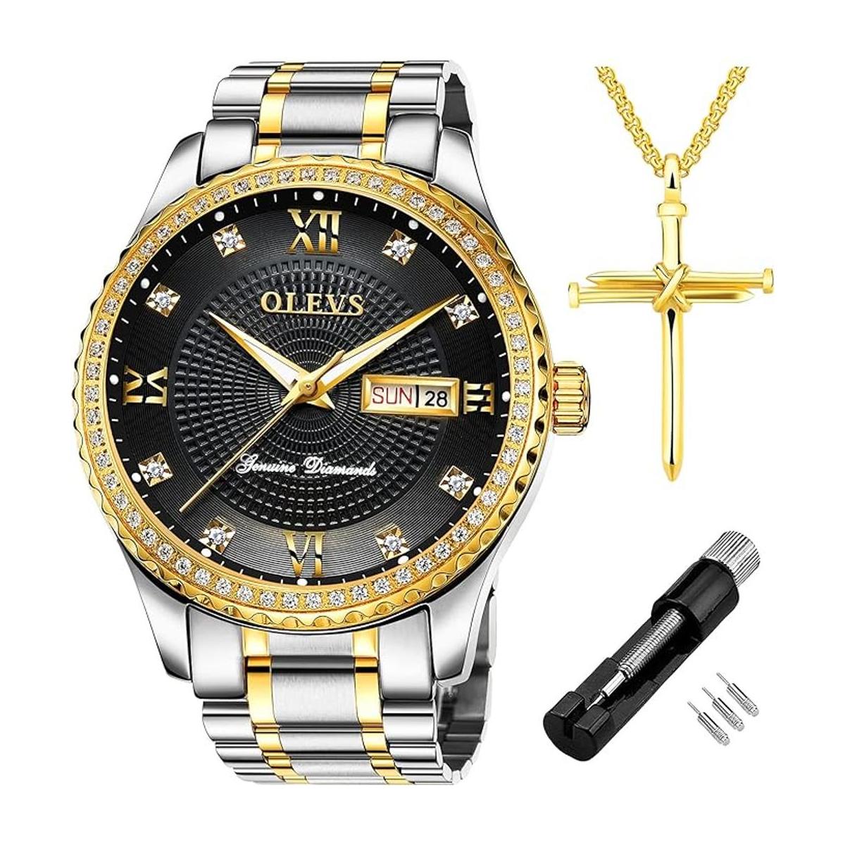 OLEVS Relojes de diamantes para hombres relojes de