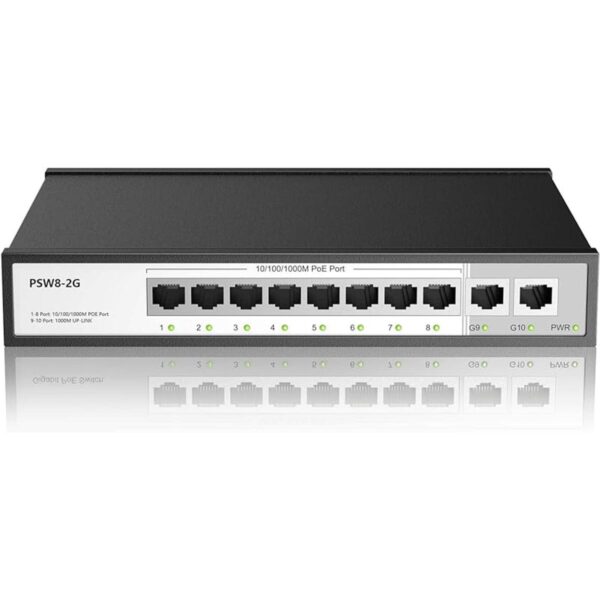 Switch de red Ethernet PoE de 8 puertos con 2 puertos_1