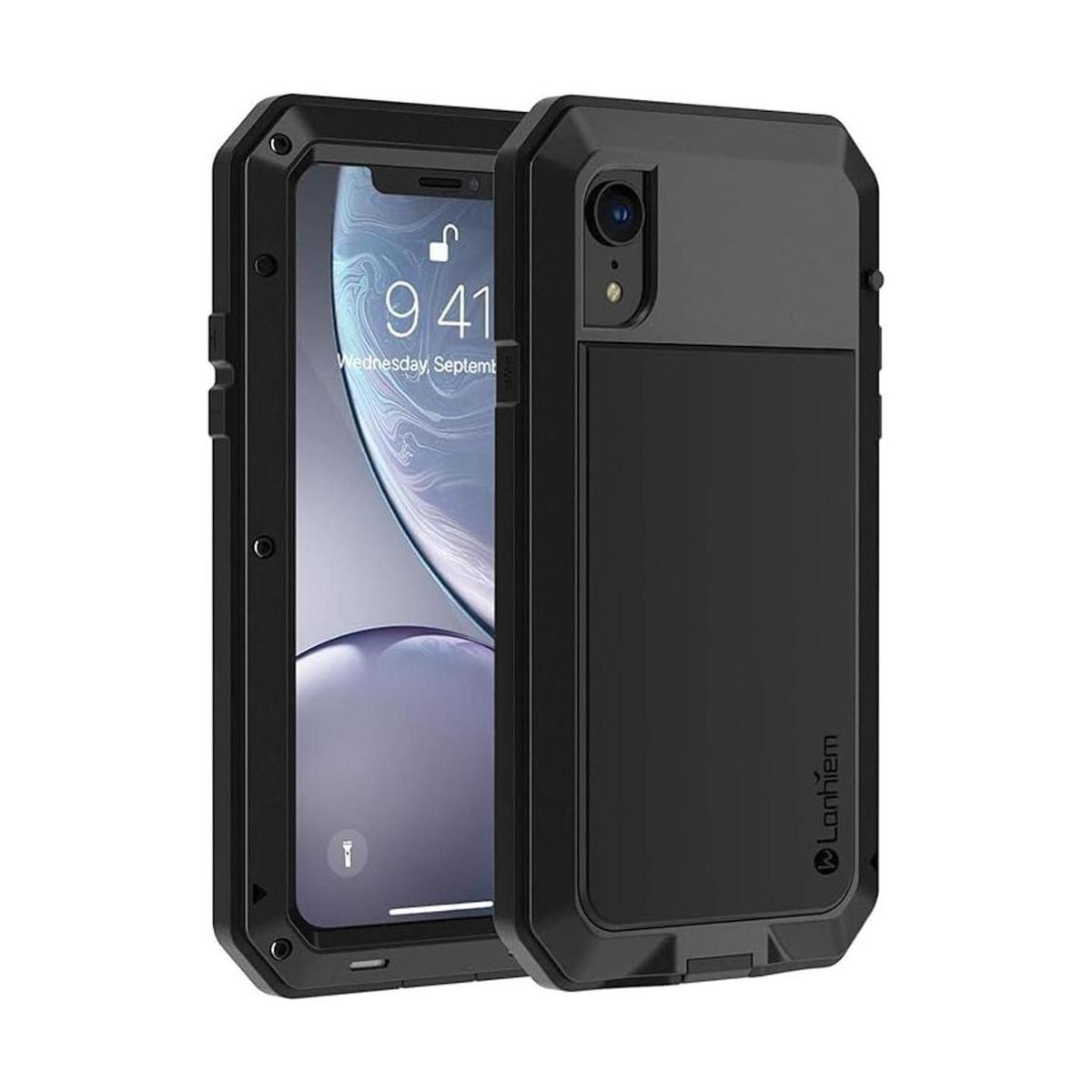 Lanhiem Funda de metal para iPhone XR resistente a los
