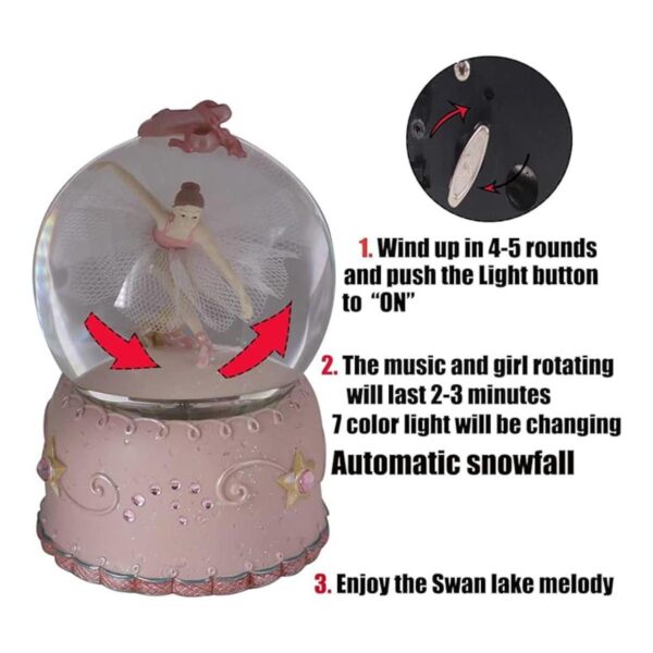 Singeek Ballerina Girl Swan Lake Rotate Globo de nieve_3