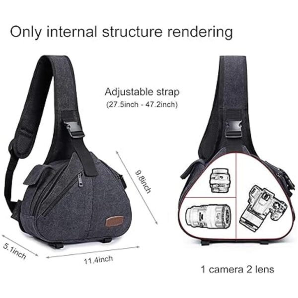 SZONE Bolso bandolera de lona para cámara DSLR con lente