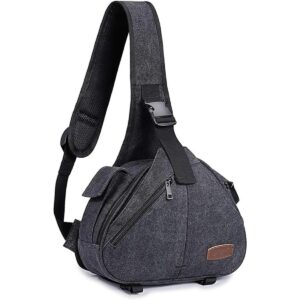 SZONE Bolso bandolera de lona para cámara DSLR con lente