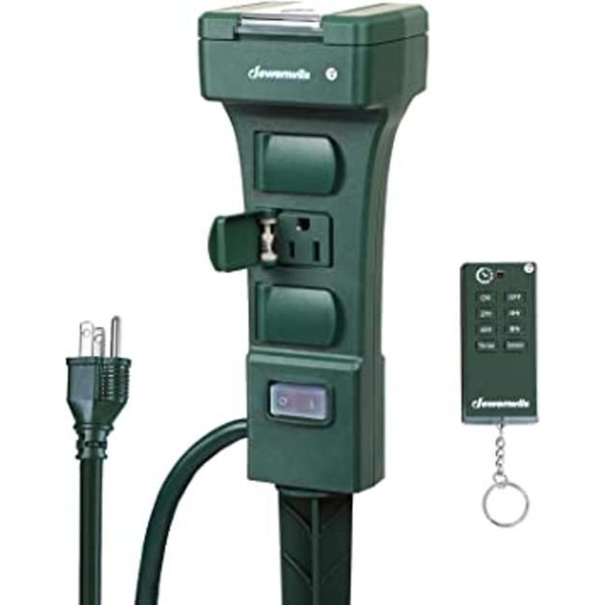 DEWENWILS Outdoor Power Stake Timer Waterproof 100FT