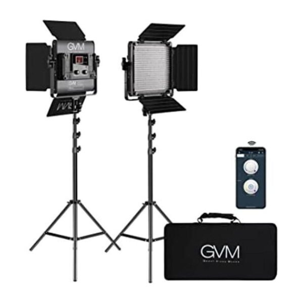 GVM Paquete de 2 kits de iluminación de video LED con_1