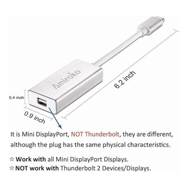 Amiroko Adaptador USBC a Mini DisplayPort USB 3.1 Tipo C_3