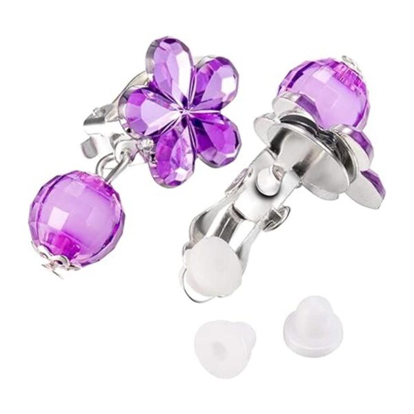 Hicarer 7 pares de aretes de clip de cristal para niñas_2