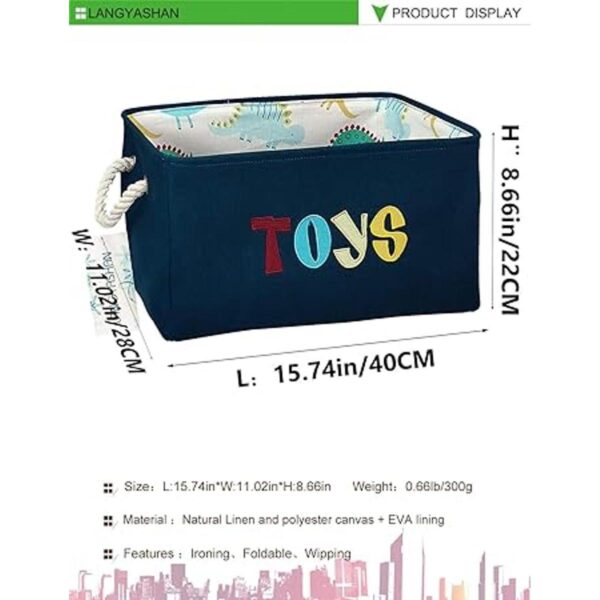 Langyashan Cesta de tela rectangular con asas para_2