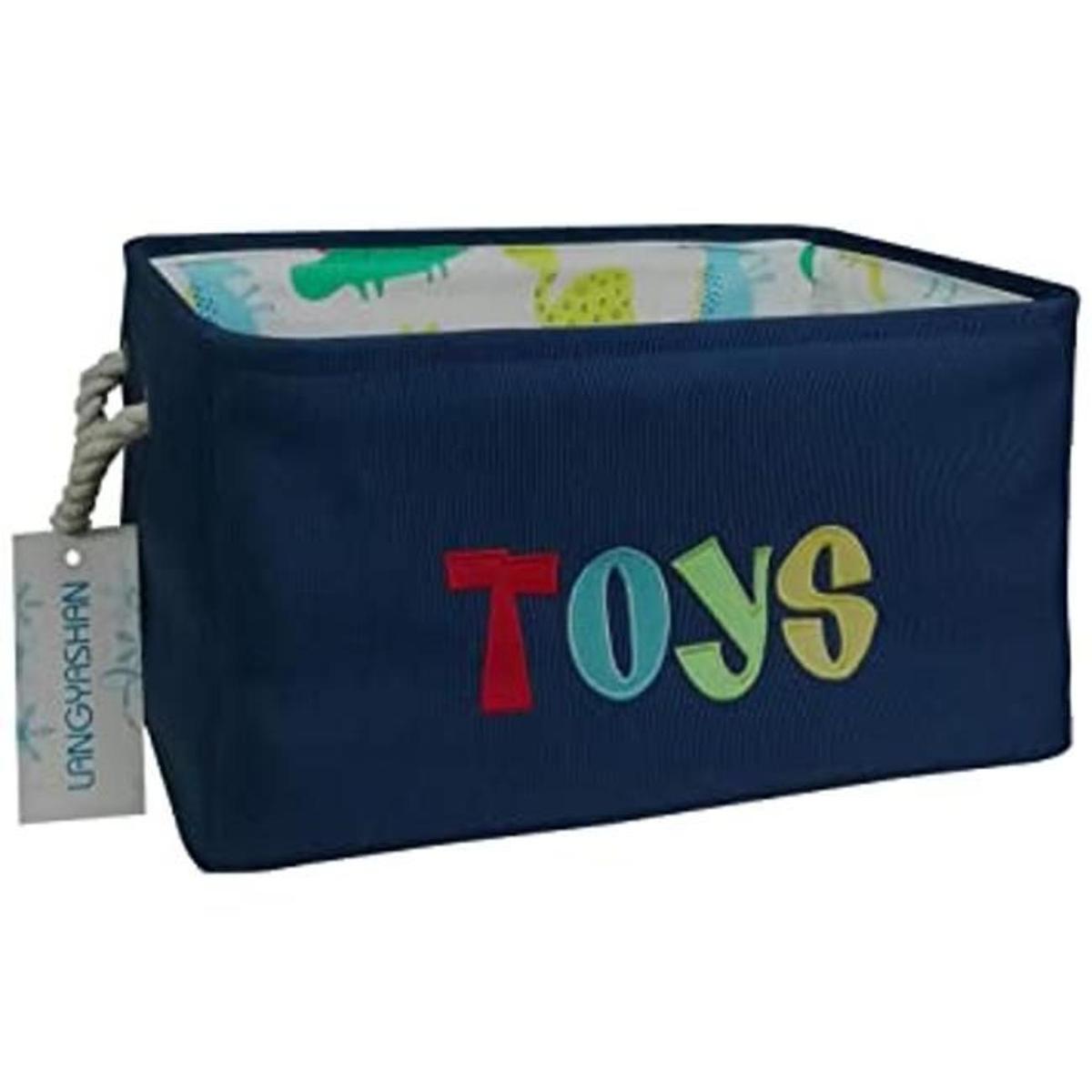 Langyashan Cesta de tela rectangular con asas para