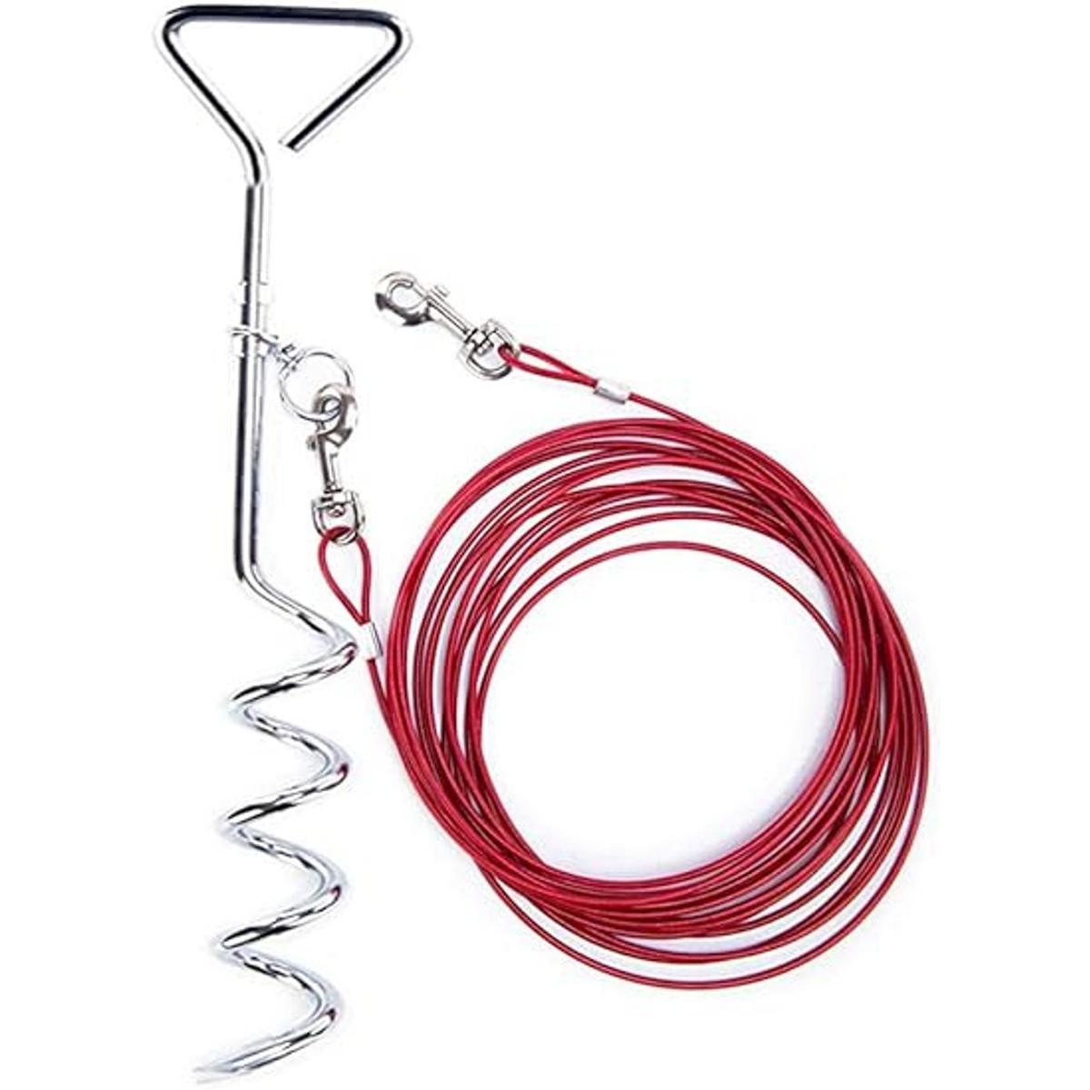 Darkyazi Cable de amarre para perro y estaca reflectante