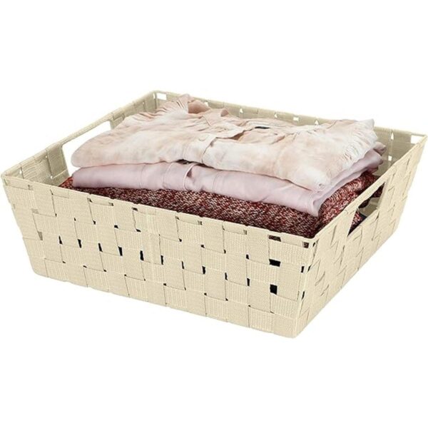Simplify Bolsa grande con correa tejida cesta decorativa_3