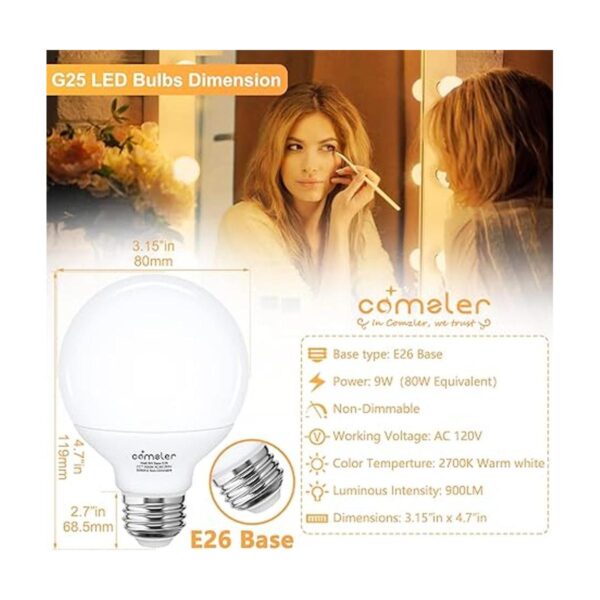 Comzler Bombilla LED de tocador bombillas de globo G25_2