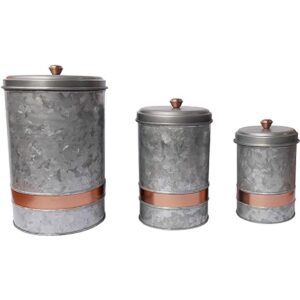HomeRoots Recipiente con tapa de metal galvanizado con_1