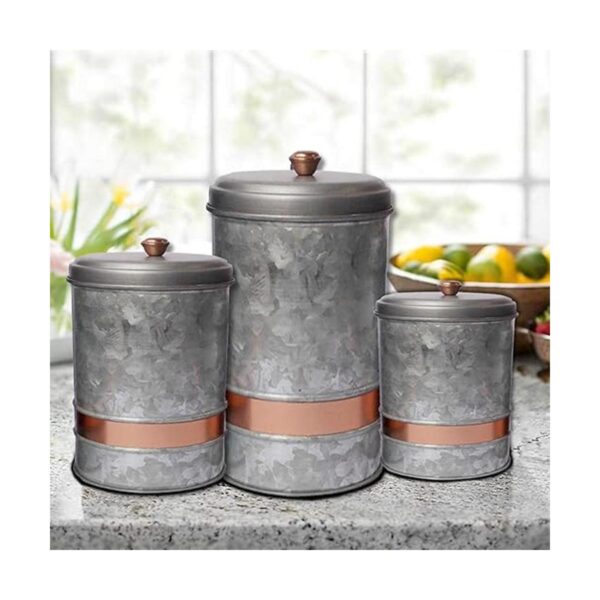 HomeRoots Recipiente con tapa de metal galvanizado con_6