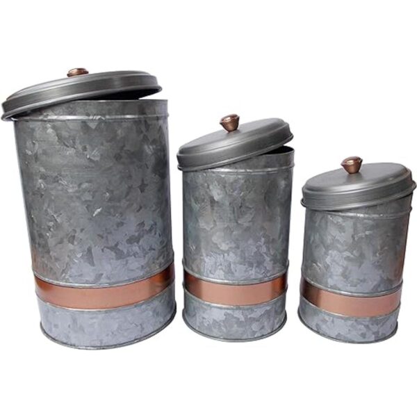 HomeRoots Recipiente con tapa de metal galvanizado con_3