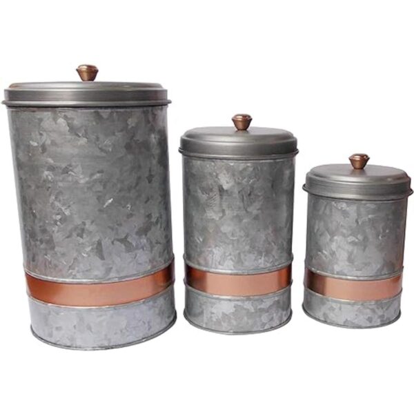 HomeRoots Recipiente con tapa de metal galvanizado con_4