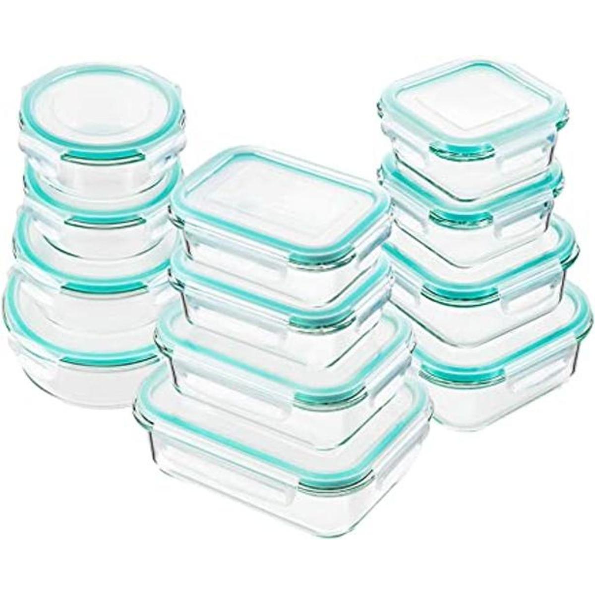 Bayco Glass Food Storage Containers with Lids 24 Piece
