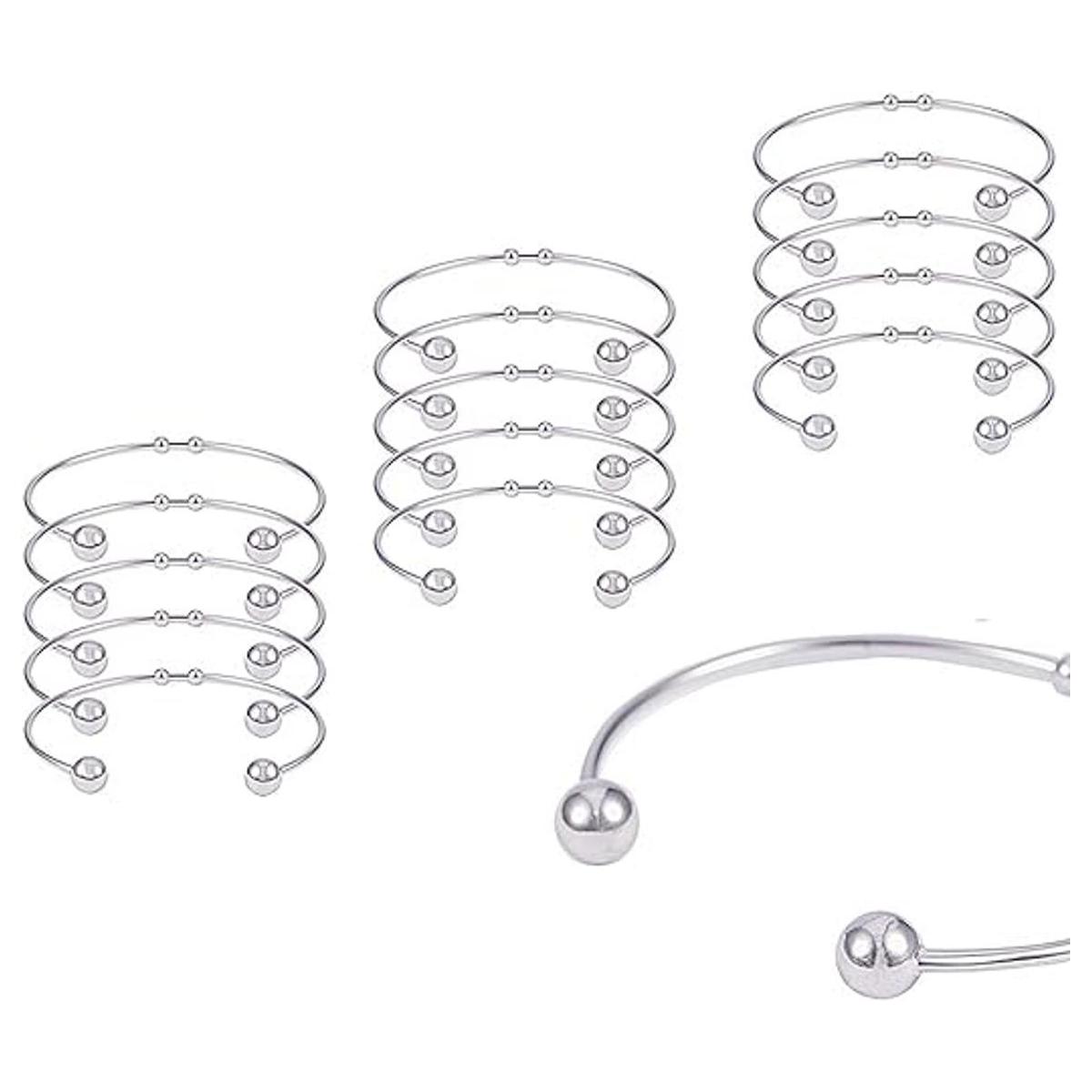 PH PandaHall 20 pulseras abiertas de acero inoxidable para