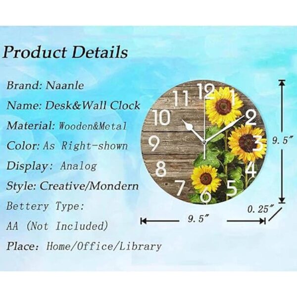 Naanle Elegante reloj de pared redondo de madera vintage_2