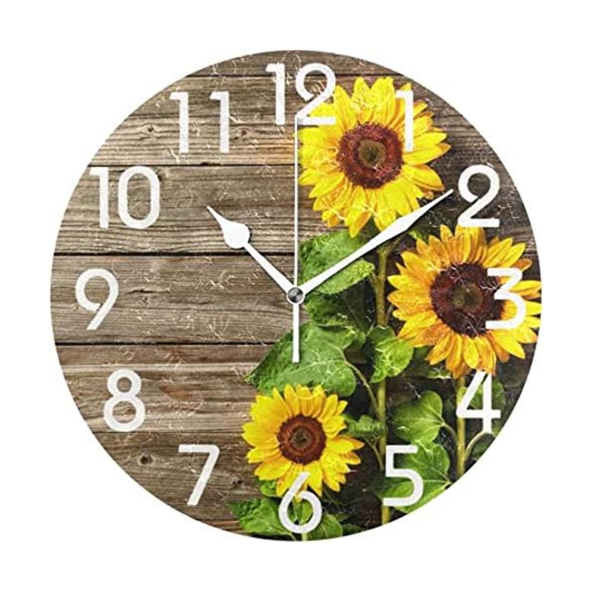 Naanle Elegante reloj de pared redondo de madera vintage