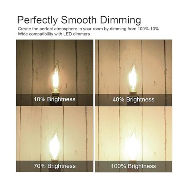 Hizashi Bombillas de filamento LED para candelabro con