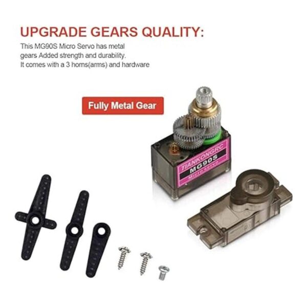 4 unids MG90S 0.32 oz servo motor micro metal engranaje