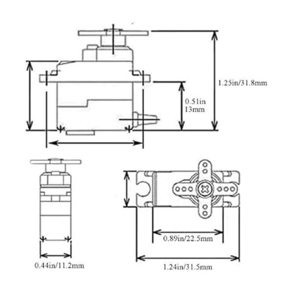 4 unids MG90S 0.32 oz servo motor micro metal engranaje