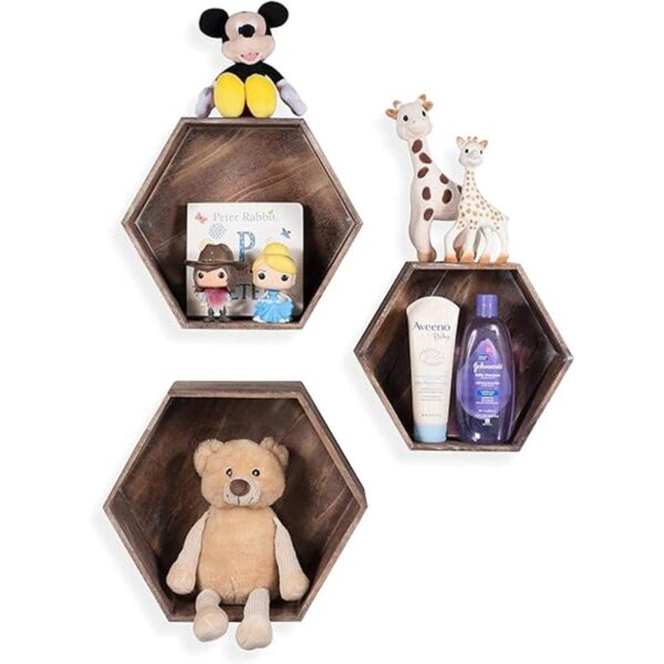 Rustic State Brooks Caja de madera hexagonal con diseño