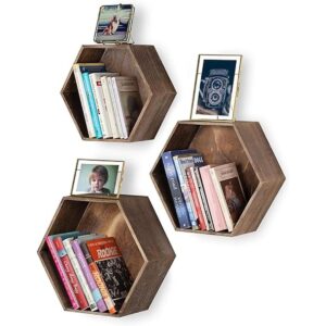 Rustic State Brooks Caja de madera hexagonal con diseño