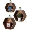 Rustic State Brooks Caja de madera hexagonal con diseño