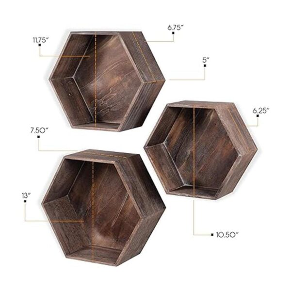Rustic State Brooks Caja de madera hexagonal con diseño