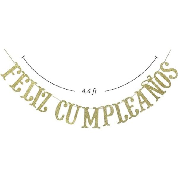 Feliz Cumpleaños con purpurina dorada decoración de_4
