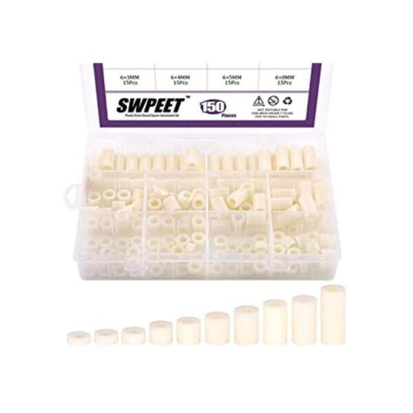 Swpeet Kit de surtido de tuercas separadoras redondas de_1