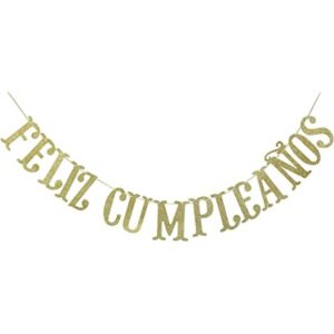 Feliz Cumpleaños con purpurina dorada decoración de_1