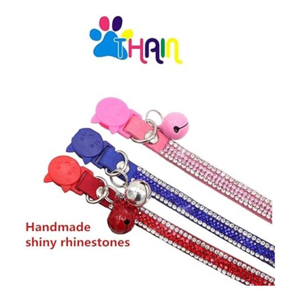 THAIN Collar de gato ajustable básico con diamantes