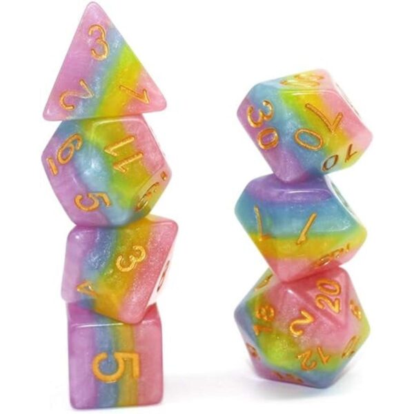 Dados HD DND Juego de dados arco iris juego de dados_3