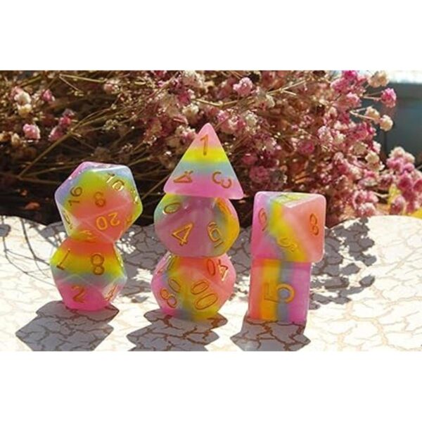 Dados HD DND Juego de dados arco iris juego de dados_6
