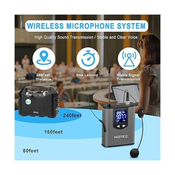 HOTEC Micrófono de solapa inalámbrico UHF con transmisor_3