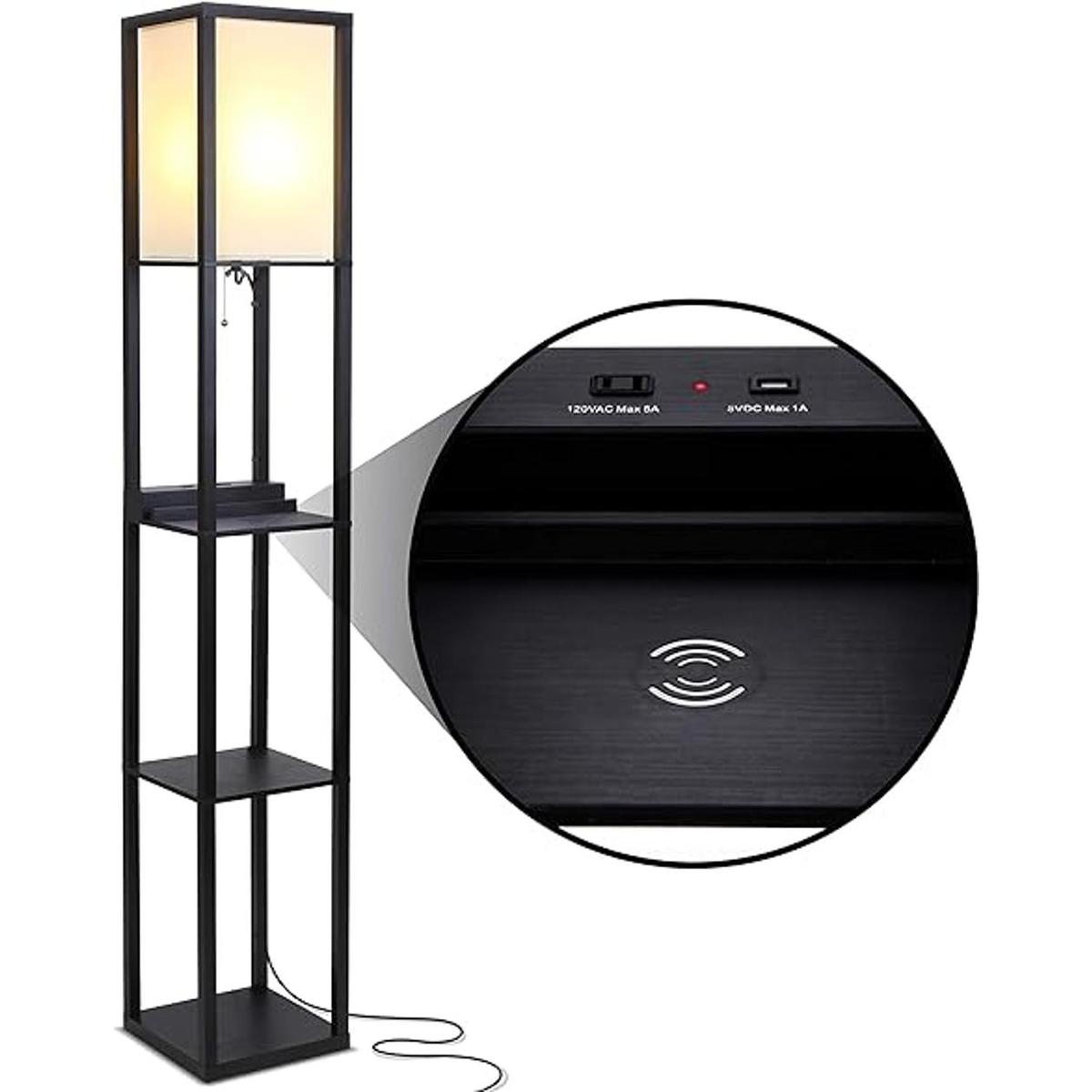 Brightech Maxwell Lámpara de pie moderna con puertos USB