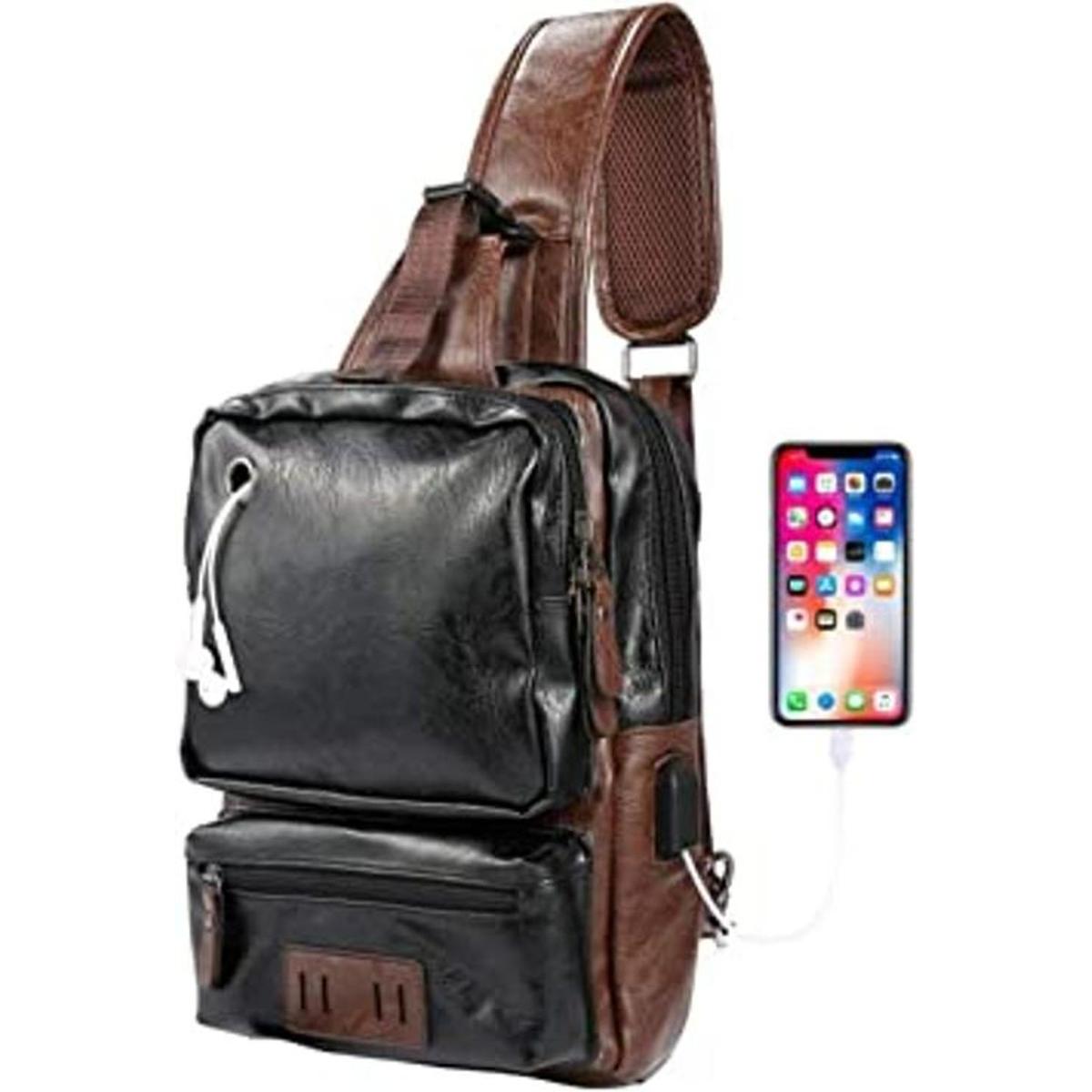 Mochila bandolera para hombre bandolera de piel sintética