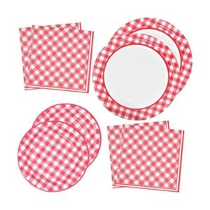 Red Gingham Party Supplies Juego de vajilla de 50 platos
