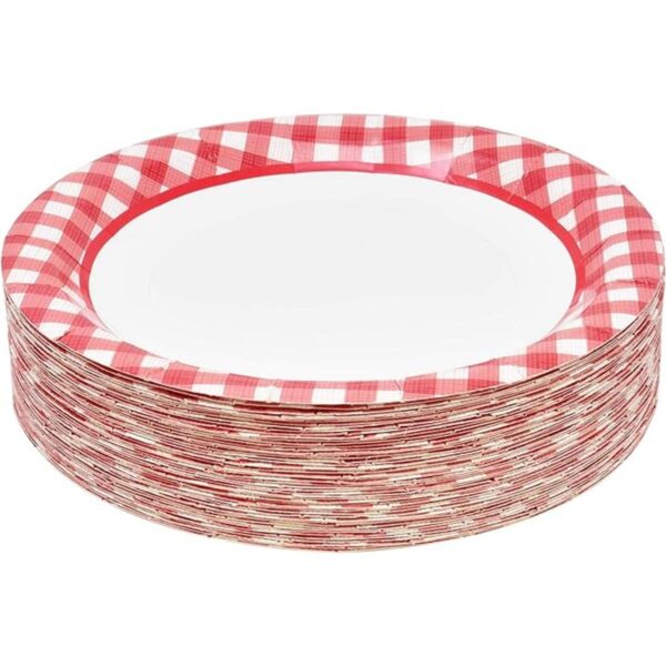 Red Gingham Party Supplies Juego de vajilla de 50 platos