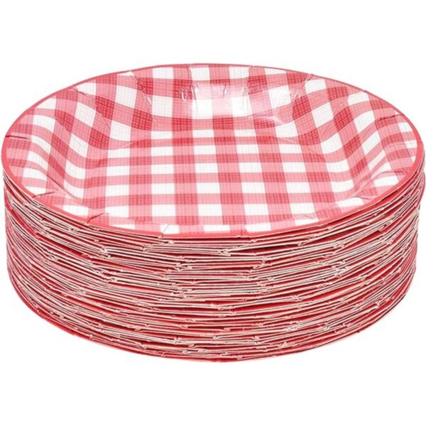 Red Gingham Party Supplies Juego de vajilla de 50 platos
