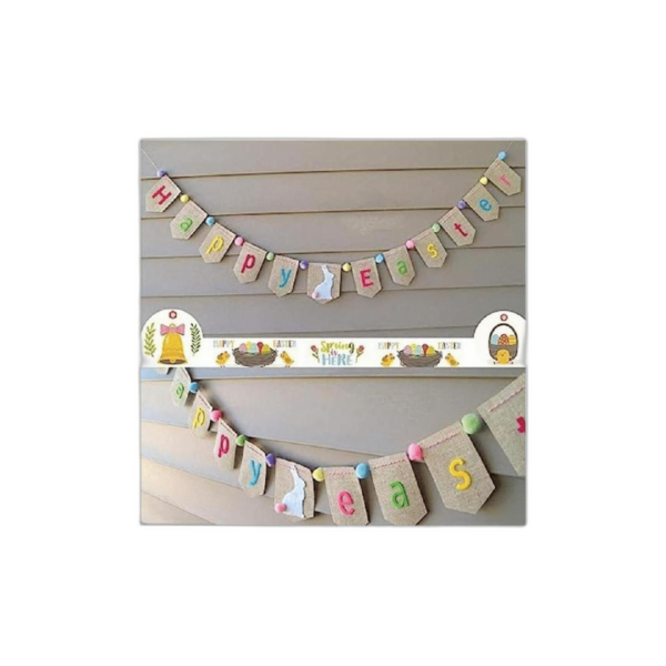 Decoración de pancarta de arpillera de feliz Pascua_1