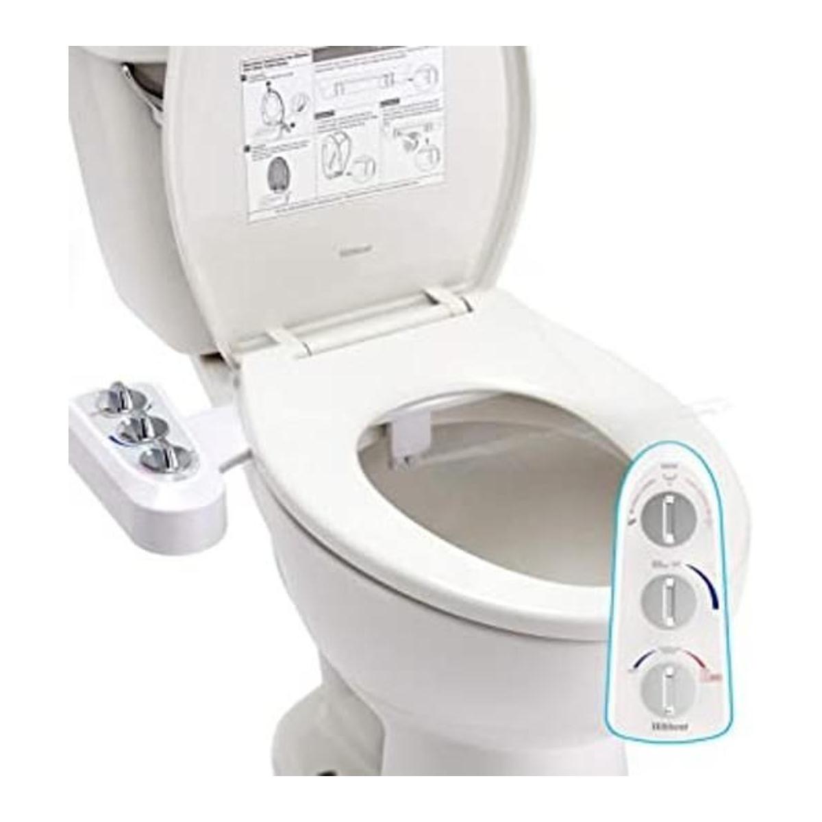 Hibbent Bidé para asiento de inodoro con doble boquilla
