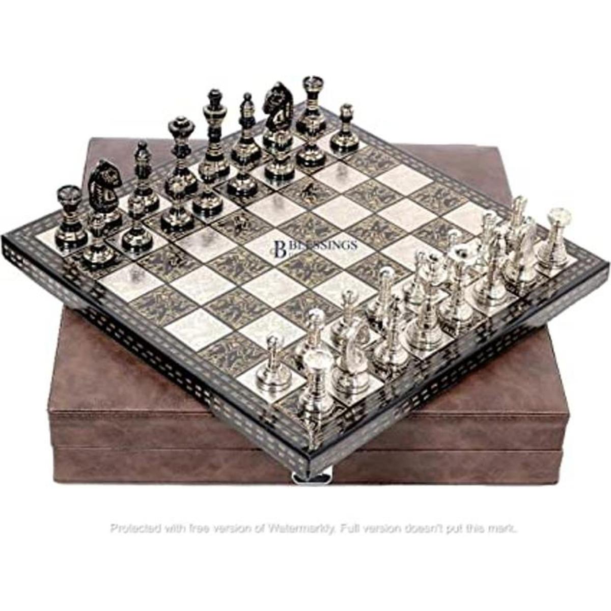 Blessings Decor Juego de mesa de ajedrez de latón de metal