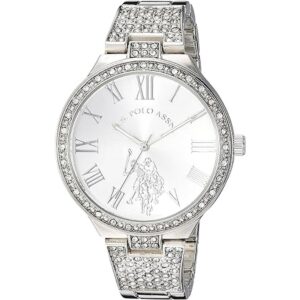 U.S. Polo Assn. Reloj de cuarzo para mujer de metal y_1