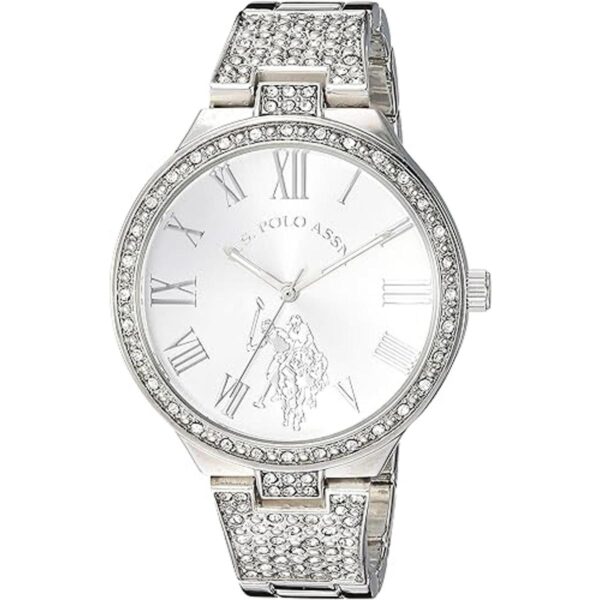 U.S. Polo Assn. Reloj de cuarzo para mujer de metal y_1