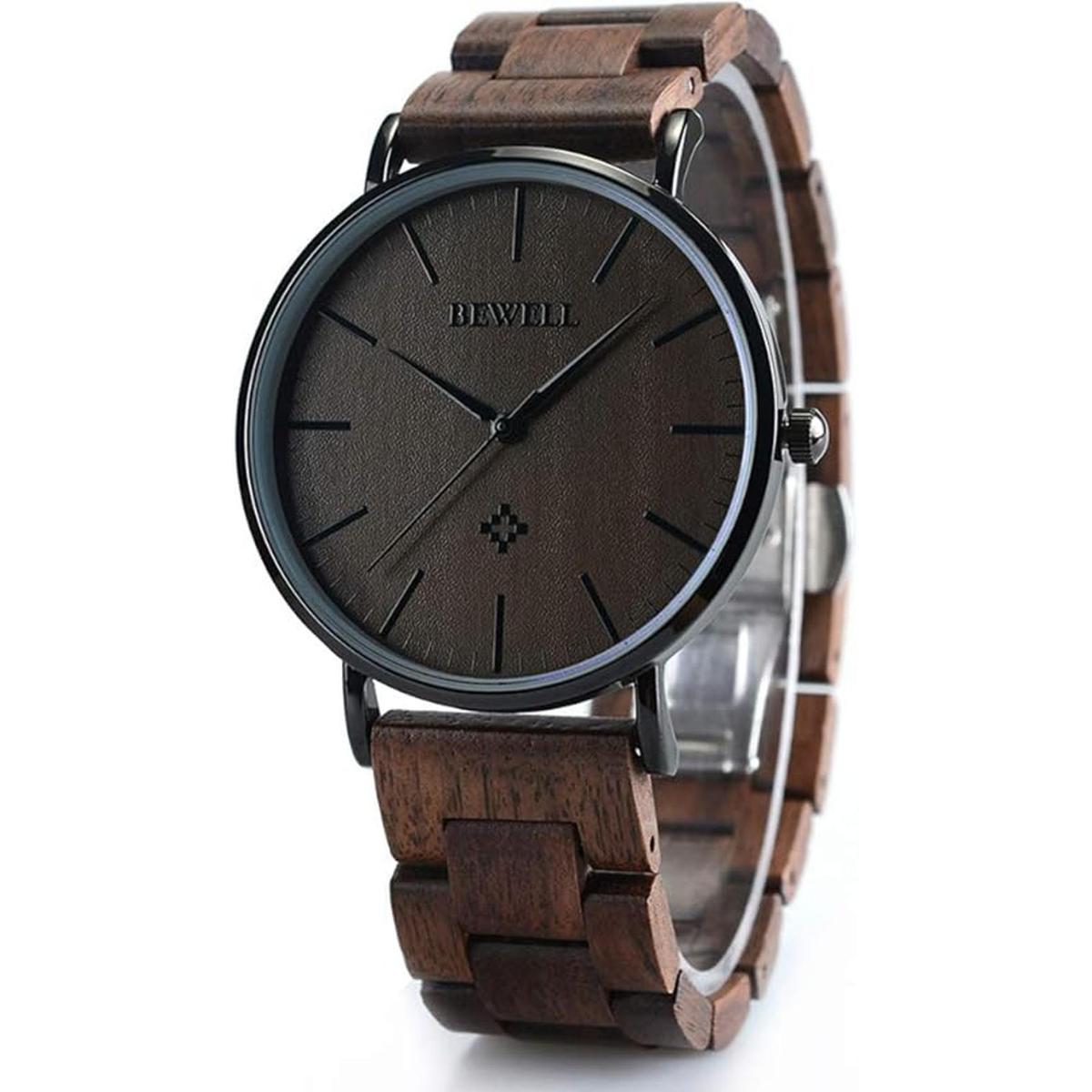 BEWELL Relojes de madera para hombres y mujeres reloj de