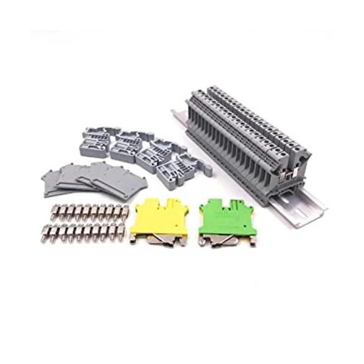 Erayco Kit de bloques de terminales DIN Rail 20 piezas