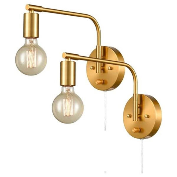 DANSEER Edison Juego de 2 apliques de pared de latón con_1